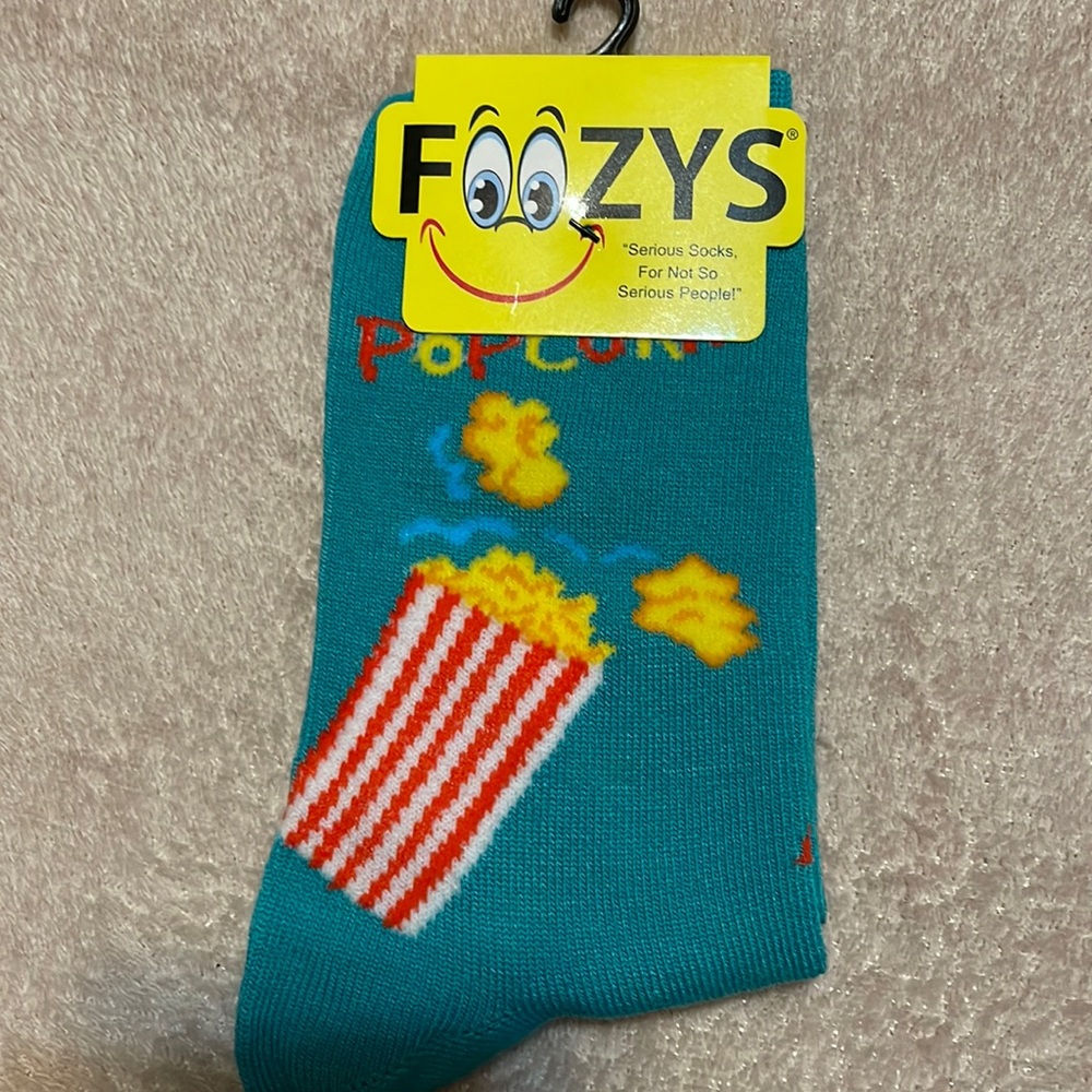 Foozy’s Women’s Collection.  Teal Popcorn Crew Socks
